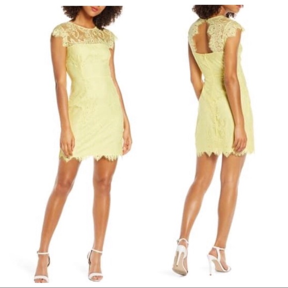 BB Dakota Dresses & Skirts - BB Dakota Yellow Dress Jayce Lace Sheath